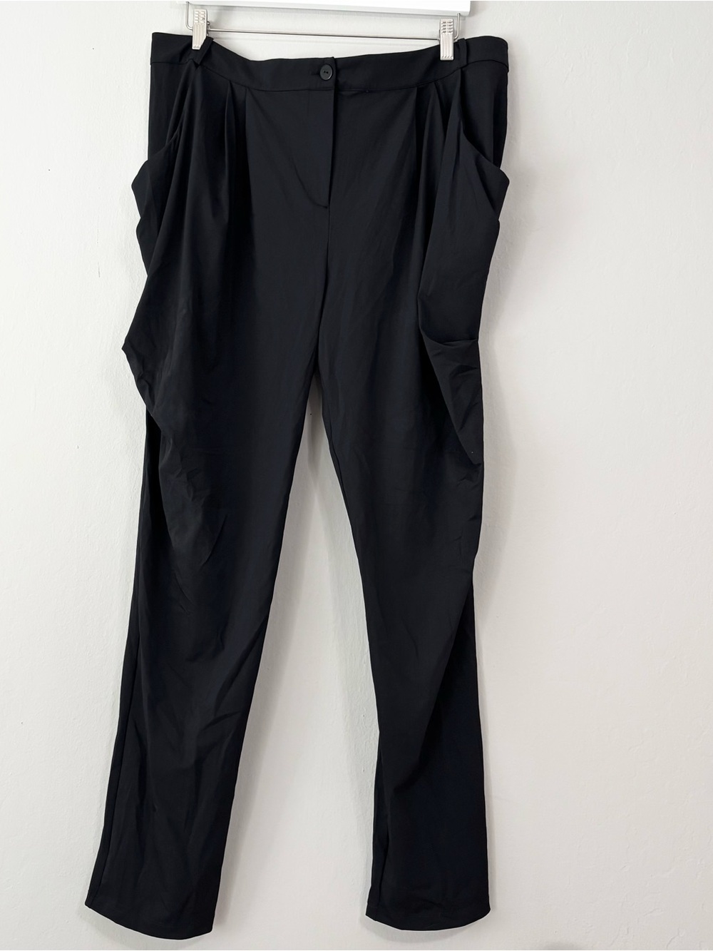 RUTI Black Draped Casual Full Length Trousers Pants